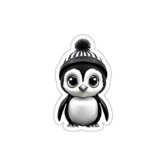 Cute Penguin Sticker, Black and White Die Cut Vinyl Decal