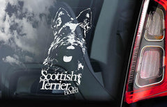 Scottish Terrier on Board - Car Window Die Cut Vinyl Decal