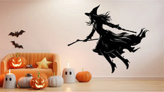 Flying Witch Broom Silhouette Decal | Die Cut Vinyl Decal