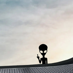 Alien Middle Finger Flips The Bird Vinyl Decal For Car Truck Computer Cell Phone Decal - Die Cut Vinyl Decal