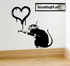 Banksy Love Heart Rat Wall Decal | Die Cut Vinyl Decal