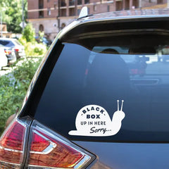 Black Box Snail Car Sticker - Funny Vinyl Decal For Car Bumper Or Rear Window, Slow car, Young Driver, Black Box Fitted, Passed Driving Test Die Cut Vinyl Decal