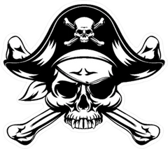 Jolly Roger with Black Hat Sticker Die Cut Vinyl Decal