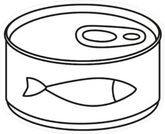 Line Art Black And White Canned Fish Sticker Die Cut Vinyl Decal