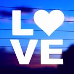 close up love with heart vinyl die cut sticker