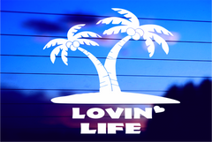 lovin life vinyl die cut decal on car window