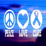 close up peace love cure vinyl die cut sticker