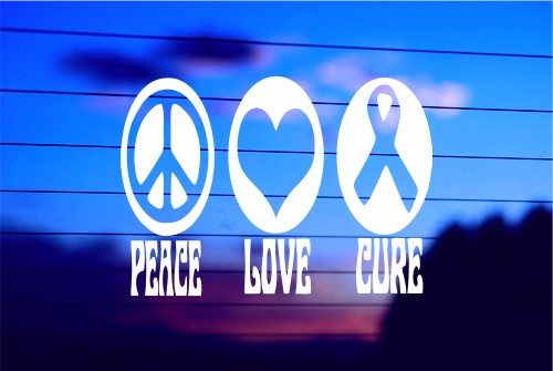 peace love cure vinyl decal on car window
