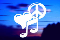 Peace Love Music vinyl die cut decal for cars trucks laptops windows