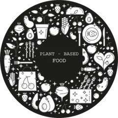 Plant Based Food Doodles White On Black Sticker Die Cut Vinyl Decal