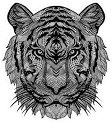 Psychedelic Black and White Tiger Sticker Die Cut Vinyl Decal