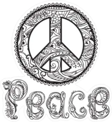 Retro Black and White Peace Sign Sticker Die Cut Vinyl Decal