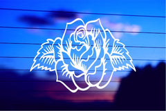 Rose With Leaves vinyl die cut decal for cars trucks laptops windows