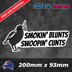 Smokin' Blunts Swooping C*nts Sticker - Funny Laptop Car Window Bumper JDM Decal. Decal Die Cut Vinyl Decal/ Bumper For Windows, Cars, Trucks, Laptops, Etc.