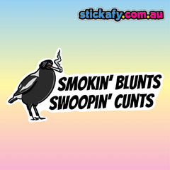 Smokin' Blunts Swooping C*nts Sticker - Funny Laptop Car Window Bumper JDM Decal. Decal Die Cut Vinyl Decal/ Bumper For Windows, Cars, Trucks, Laptops, Etc.