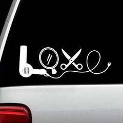 Stylist Hair Dryer Mirror Stylist Scissors Salon Die Cut Vinyl Decal