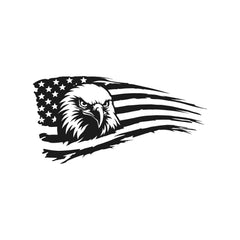 USA Tattered American Flag Bald Eagle Die Cut Vinyl Decal