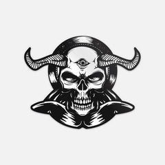 Devil Torso Horn Skull Die Cut Vinyl Decal