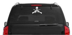 skull-crossed-guns-vinyl-decal applied on car window outdoor waterproof