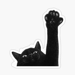 Black cat with paw Die Cut Vinyl Decal
