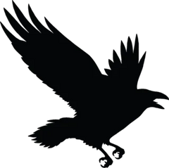 The Black Silhouette Of A Crow Flying Rook Sticker Die Cut Vinyl Decal