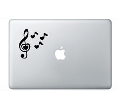 Treble Key Love Heart Notes Vinyl Die Cut Vinyl Decal/ Bumper For Windows, Cars, Trucks, Laptops, Etc.