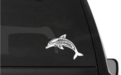 tribal-dolphin-vinyl-decal size options for cars trucks laptops