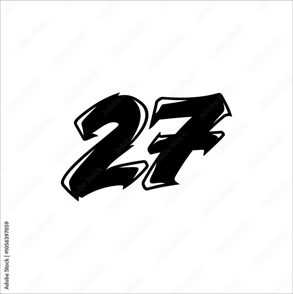 the number twenty seven   Die Cut Vinyl Decal