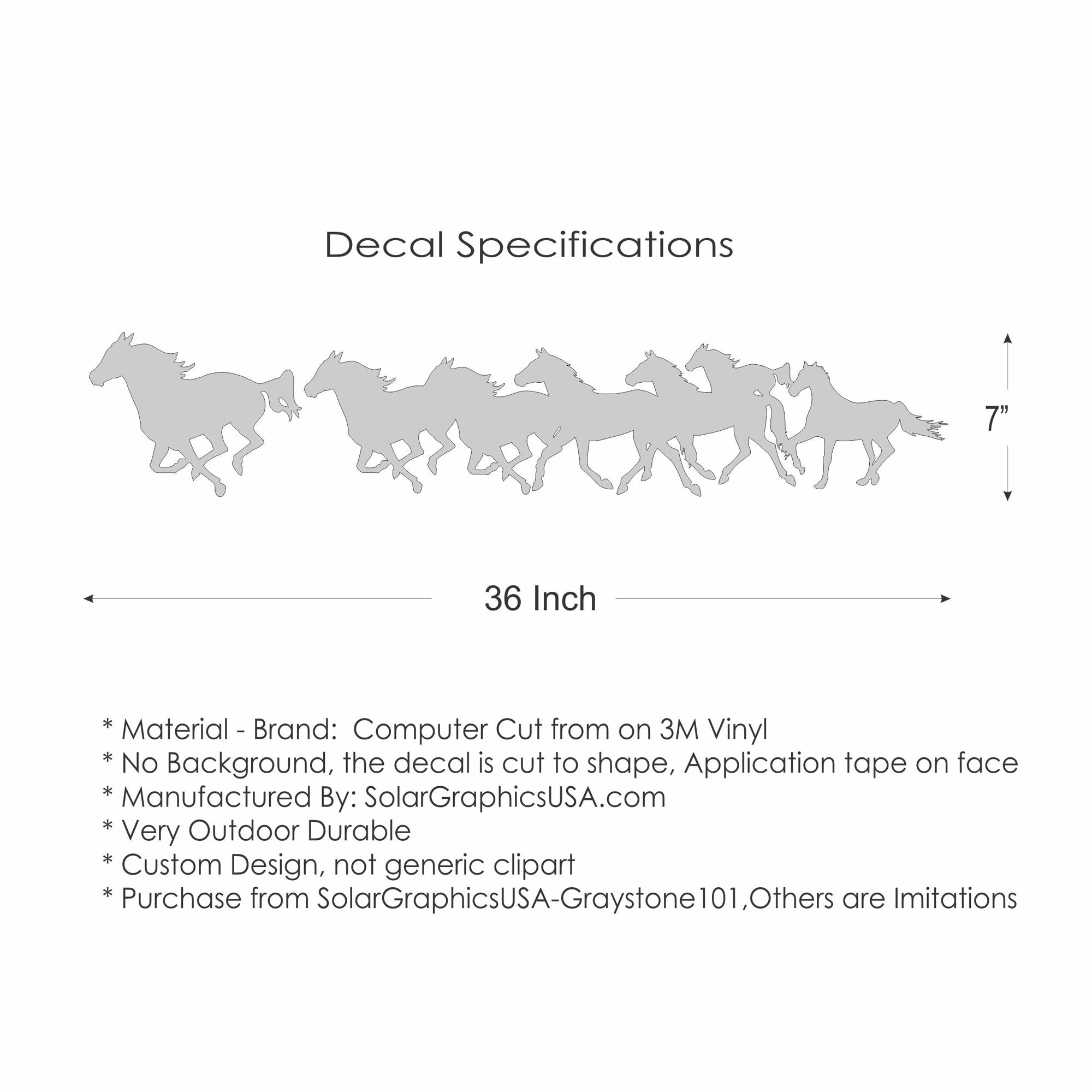 Truck or Trailer Decal Sticker Graphic Kit, Running Horses, Left and Right | Die Cut Vinyl Decal/ Bumper For Windows, Cars, Trucks, Laptops, Etc.