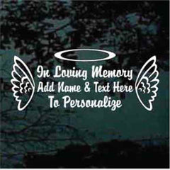 Angel Wings Outlined Memorial Vinyl Die Cut Vinyl Decal/ Bumper For Windows, Cars, Trucks, Laptops, Etc.
