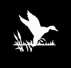 Duck Flying in Grass Decal Hunting Outdoor | White | Made in USA by Stick This! |  for Car or Truck Windows, Laptop, Water Bottle, Tablets etc.   Die Cut Vinyl Decal