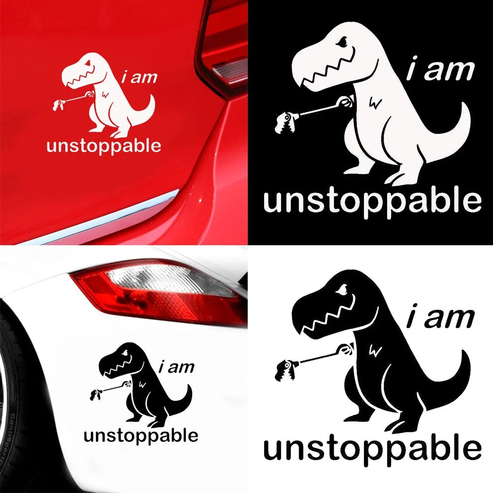 Hloma Funny Letters Dinosaur Car Vehicle Body Window Reflective Decals Sticker Decor | Die Cut Vinyl Decal/ Bumper For Windows, Cars, Trucks, Laptops, Etc.
