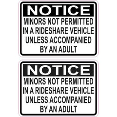 Minors Not Permitted in a Rideshare Vehicle Stickers | Die Cut Vinyl Decal/ Bumper For Windows, Cars, Trucks, Laptops, Etc.