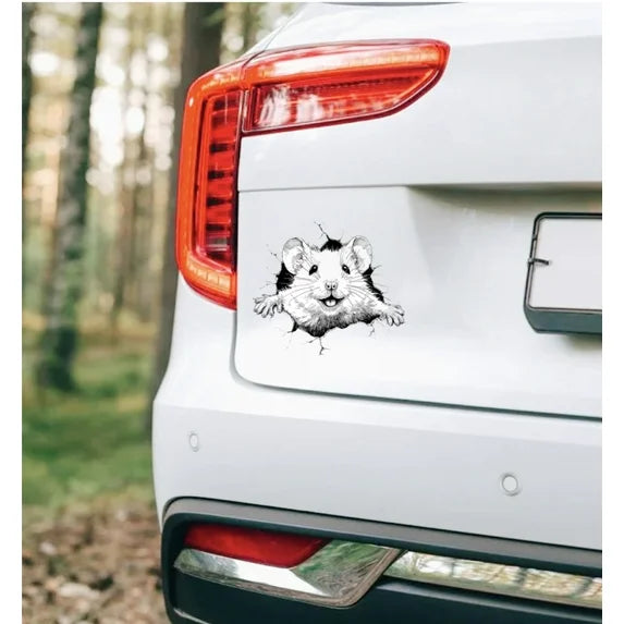 Adorable Mouse Peeking Through Wall Car Sticker   Die Cut Vinyl Decal/ Bumper For Windows, Cars, Trucks, Laptops, Etc.