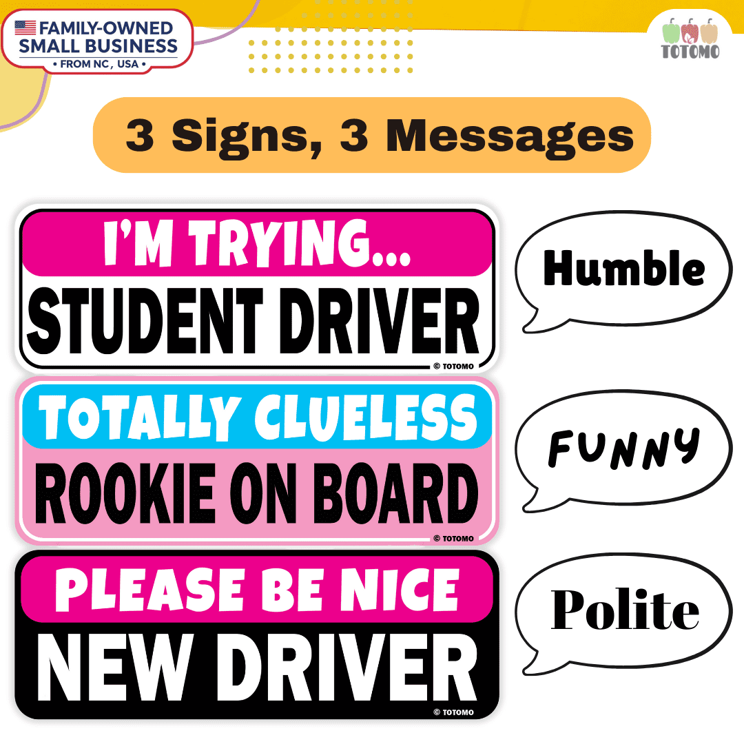 Non-Magnetic New Student Driver Sticker for Car Vehicle Safety Sign Decal Window Cling  Die Cut Vinyl Decal/ Bumper For Windows, Cars, Trucks, Laptops, Etc.