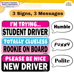 Non-Magnetic New Student Driver Sticker for Car Vehicle Safety Sign Decal Window Cling  Die Cut Vinyl Decal/ Bumper For Windows, Cars, Trucks, Laptops, Etc.