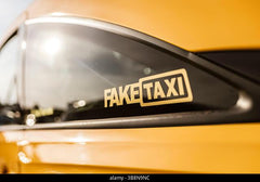 fake taxi sticker on the rear passenger window Die Cut Vinyl Decal