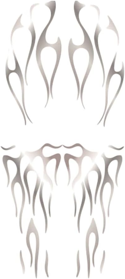 Decal Automotive Matte Silver Motorcycle Flame Decal Kit for Fuel Tank and Fender Decals Matte Silver  Die Cut Vinyl Decal