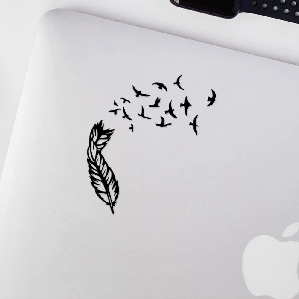 Birds and Feather (Black) Premium Waterproof Vinyl Decal Die Cut Vinyl Decal