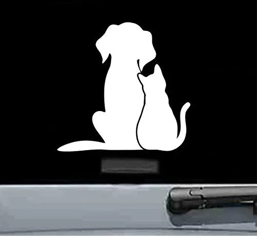 JS Artworks Dog & cat Lover Vinyl Decal Die Cut Vinyl Decal