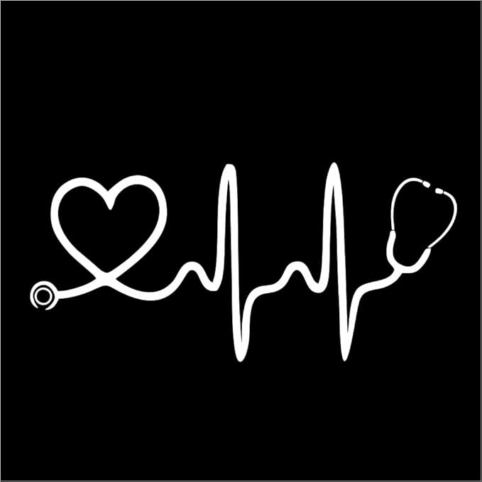 DF Stethoscope Big Heart Die Cut Vinyl Decal