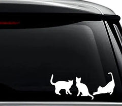 Cat Family Pet Playing Decal  Die Cut Vinyl Decal