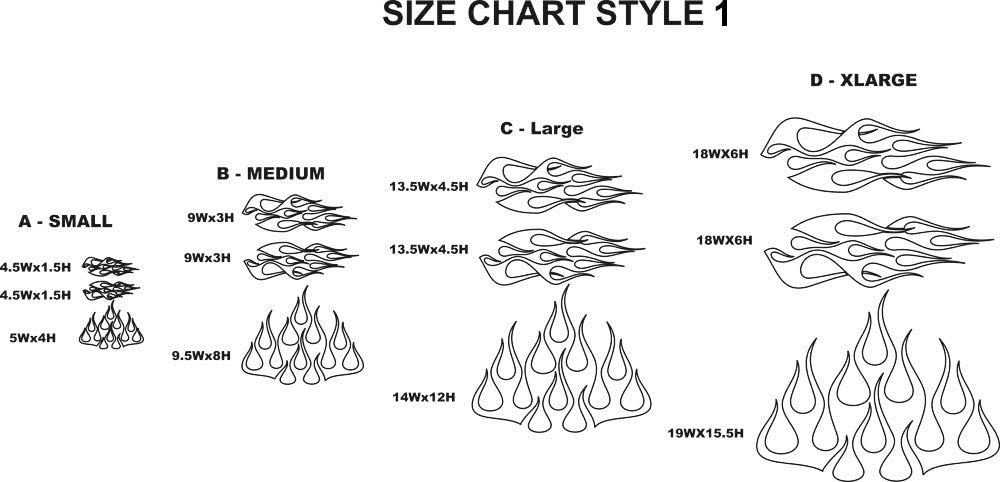 STYLE1 Multi-Color Flame Decal Kit Golf Cart, UTV, RC, ATV, Mower, Motorcycle Tank Die Cut Vinyl Decal