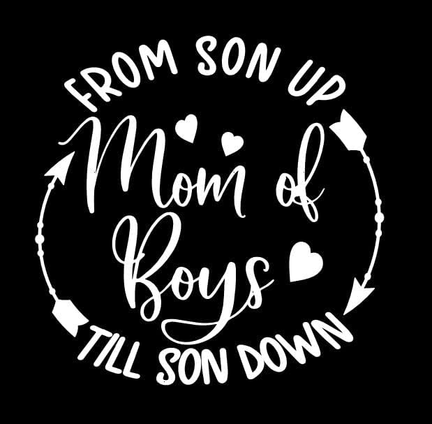 Thistle Brook Cottage Mom of Boys Car Vinyl Die Cut Vinyl Decal/ Bumper For Windows, Cars, Trucks, Laptops, Etc.