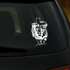 Lion of Judah Jesus Cross Decal 7x7 inch – Christian Car Sticker, Faith Vinyl Decal with Three Crosses, Religious Window Sticker for Truck, Laptop Die Cut Vinyl Decal