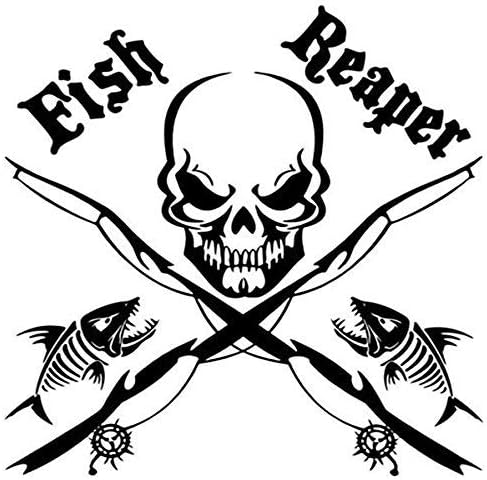 1PC Bold Fishing Skull Graphic Sticker, Fit for Car Bumpers, Mirrors, Tablet Covers, Refrigerators & Fishing Hobby Displays Die Cut Vinyl Decal