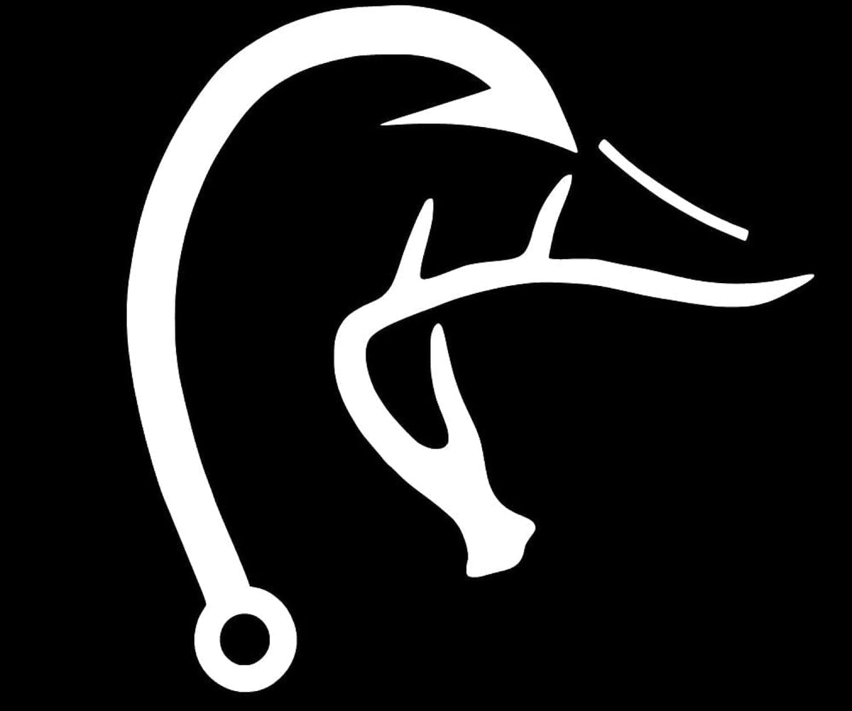Thistle Brook Cottage Duck Head Fishing Fish Hook Antler Car Decal Die Cut Vinyl Decal