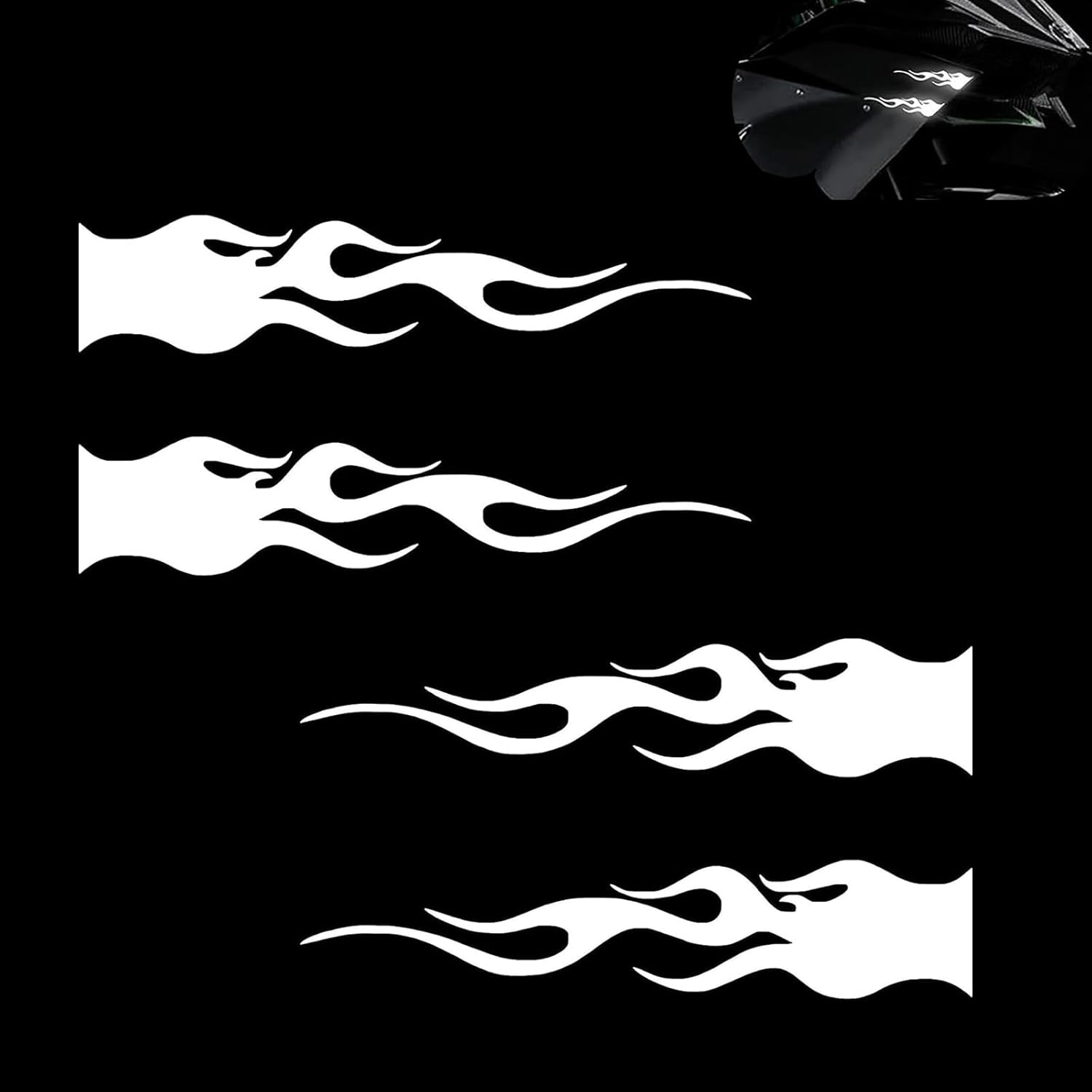 Foelony 4 PCS Flame Reflective Die Cut Vinyl Decal