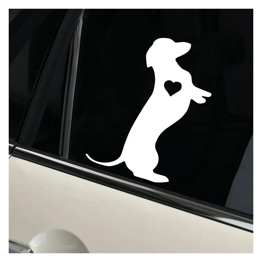 5.5" Dachshund Heart Dog Vinyl Decal Die Cut Vinyl Decal