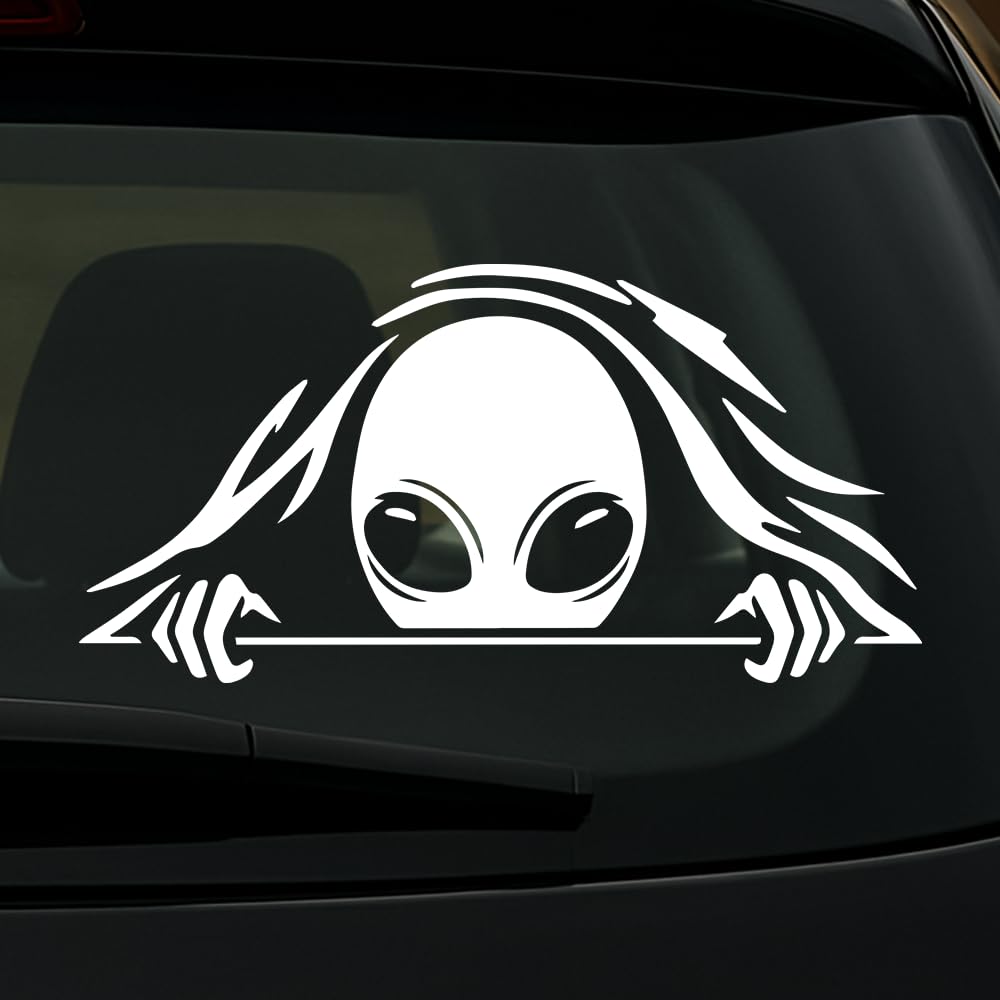 Alien Peeking Vinyl Decal  Die Cut Vinyl Decal